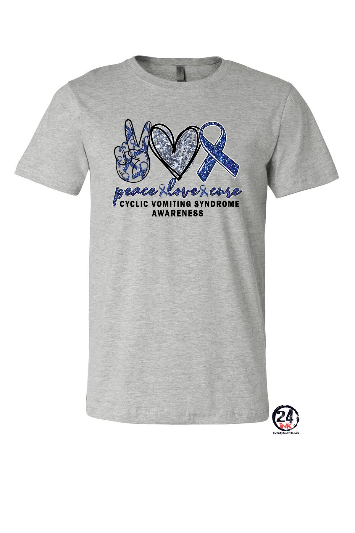Peace, Love, Cyclic Vomiting Syndrome Awareness T- Shirt