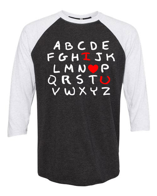 ABC I love you raglan shirt