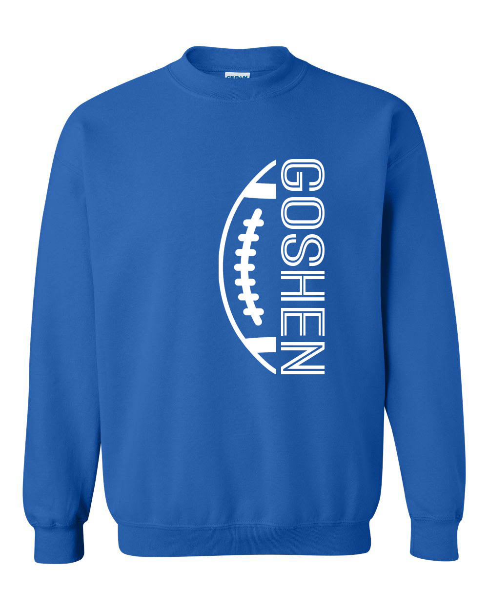 Side Goshen Football non hooded sweatshirt