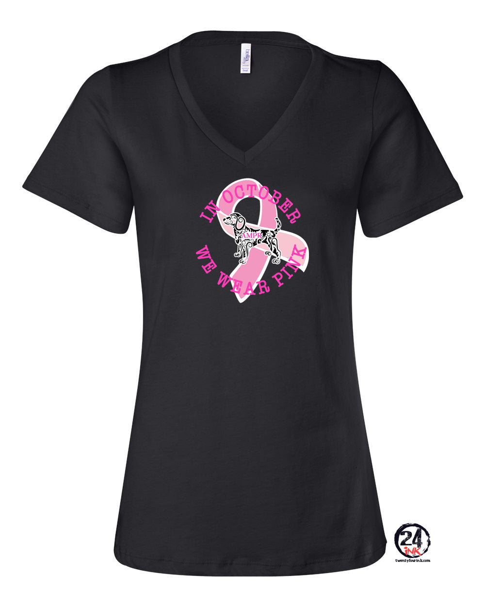 Ampr in Oct we wear Pink V-neck T-shirt