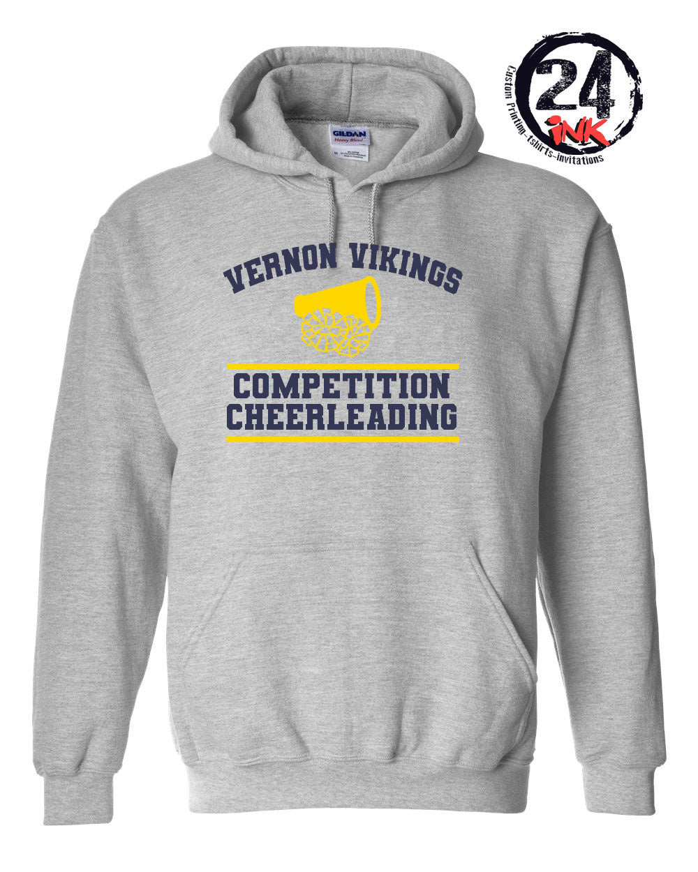 Vernon competition cheer 2021 Hooded Sweatshirt, Navy font