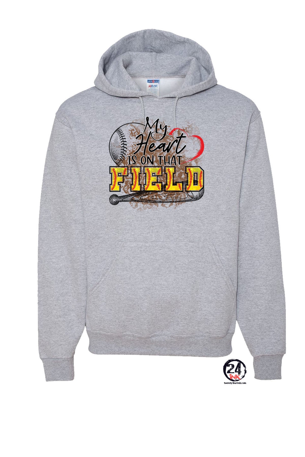 My heart is on the field Hooded Sweatshirt