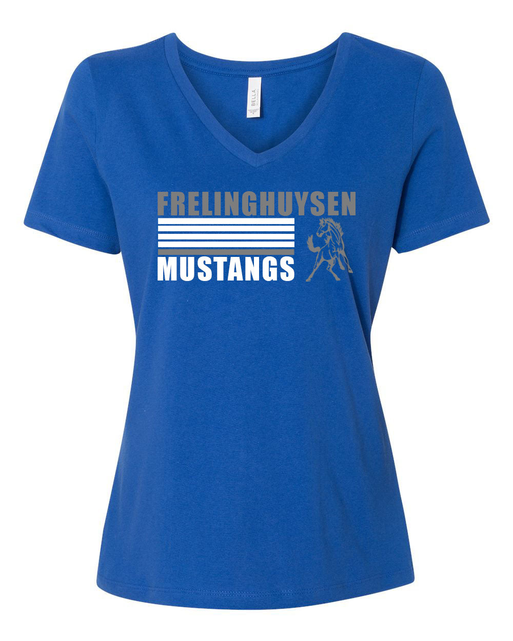 Mustangs Football Cheer Blue White School Spirit T-Shirt