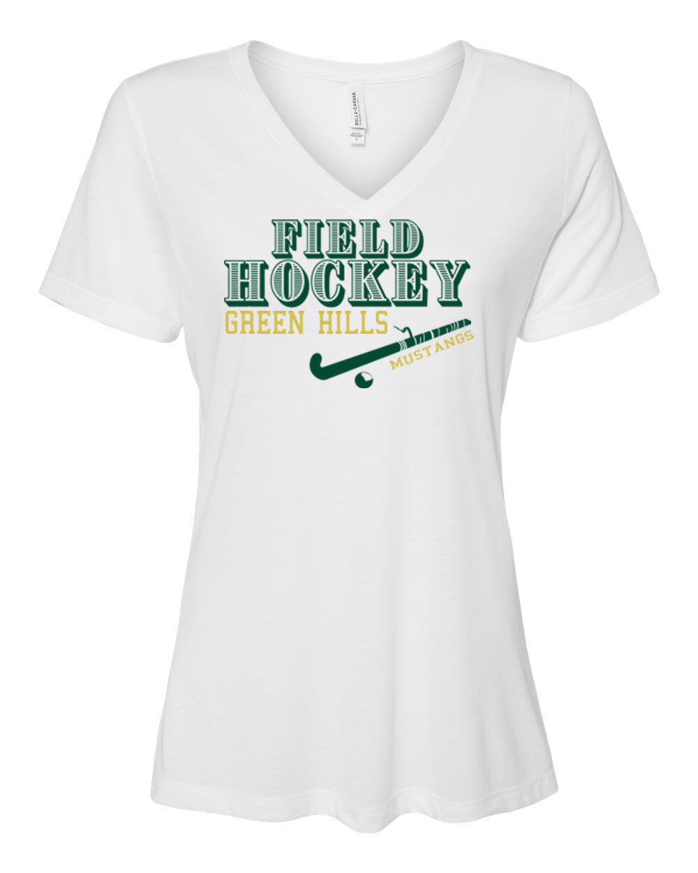 Green Hills Field Hockey Design 1 V-neck T-shirt