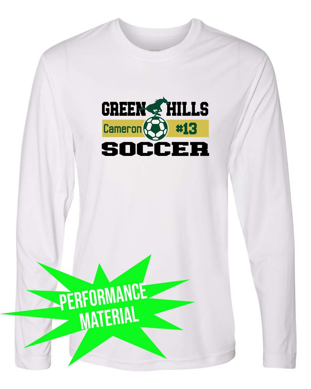 Green Hills Soccer Performance Material Design 2 Long Sleeve Shirt