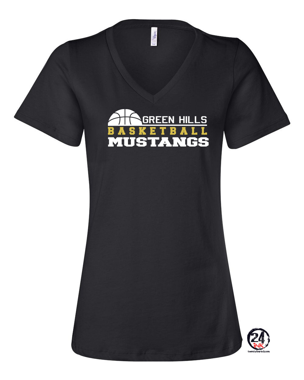 Green Basketball Design 3 V-neck T-shirt