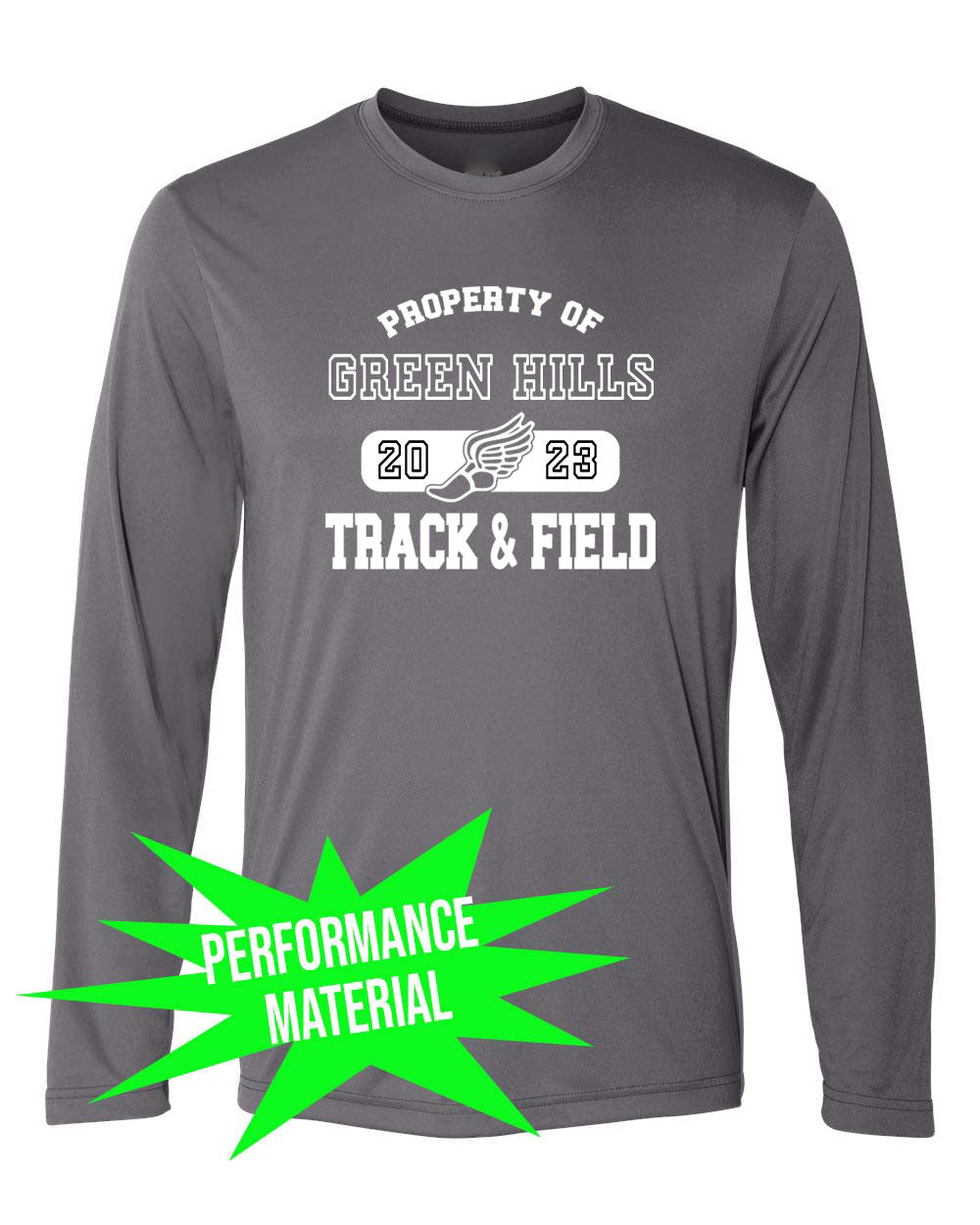 Green Hills Track Performance Material Design 4 Long Sleeve Shirt