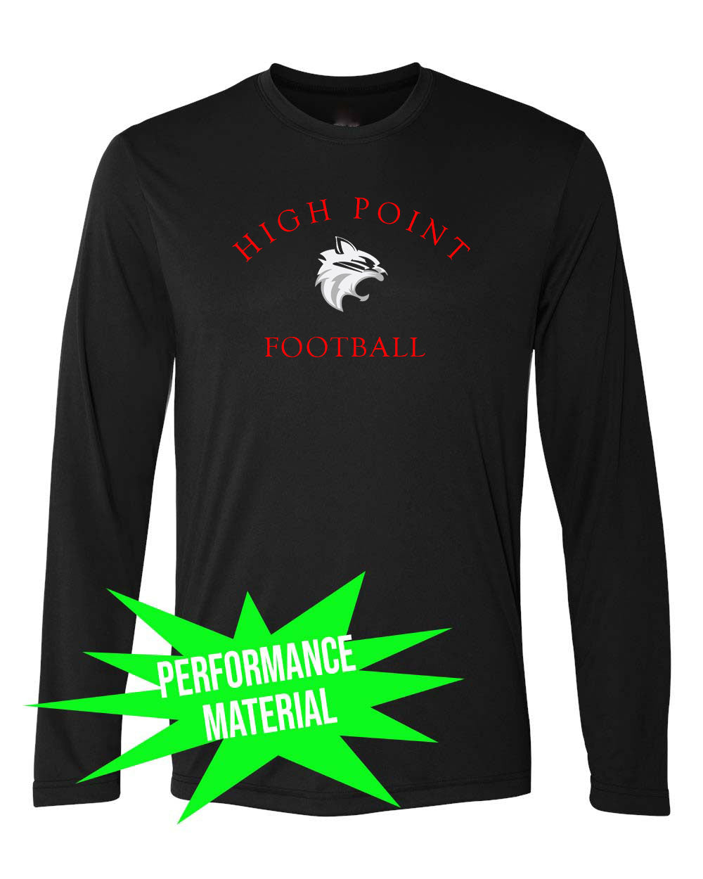 High Point Football Performance Material Design 3 Long Sleeve Shirt