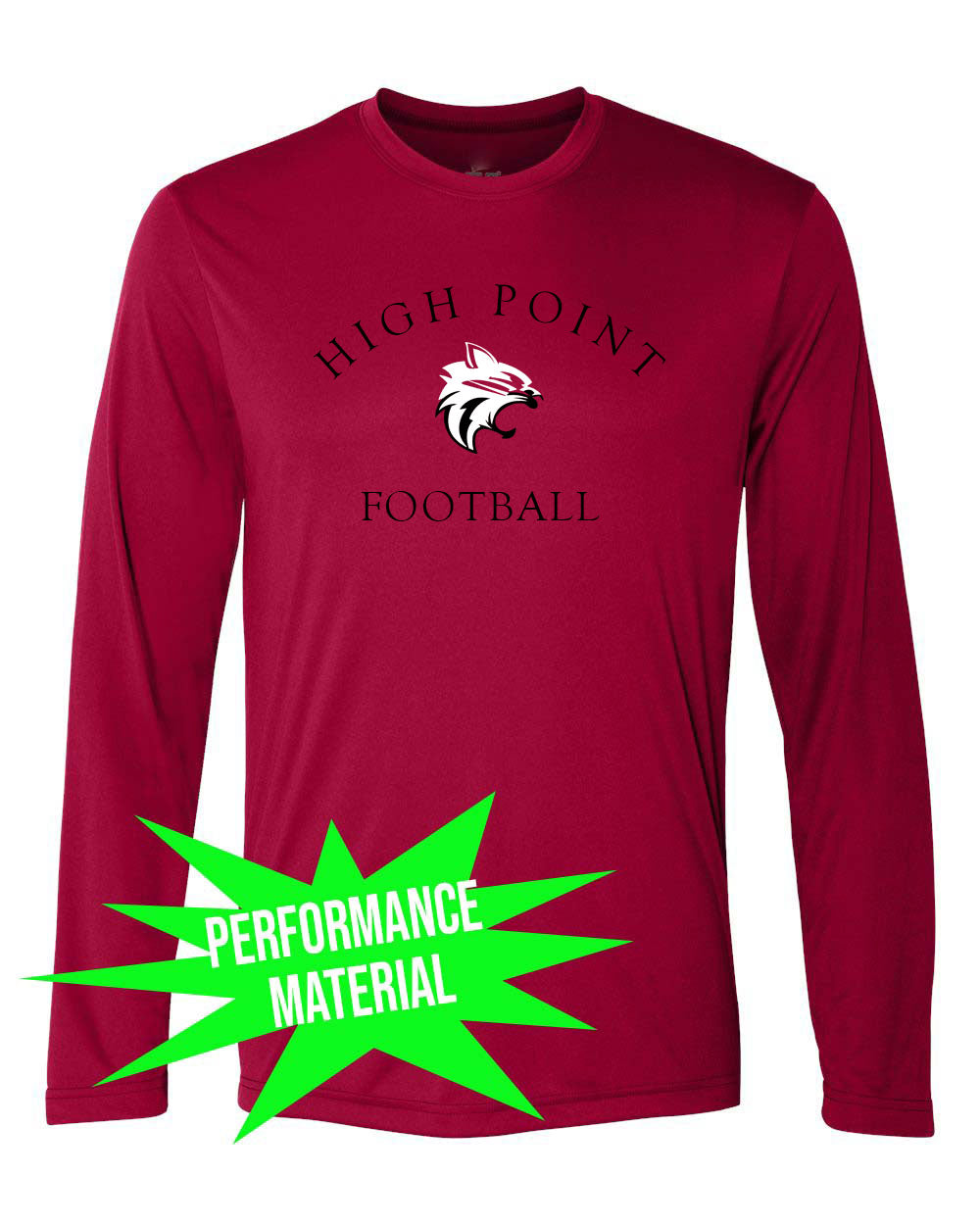 High Point Football Performance Material Design 3 Long Sleeve Shirt