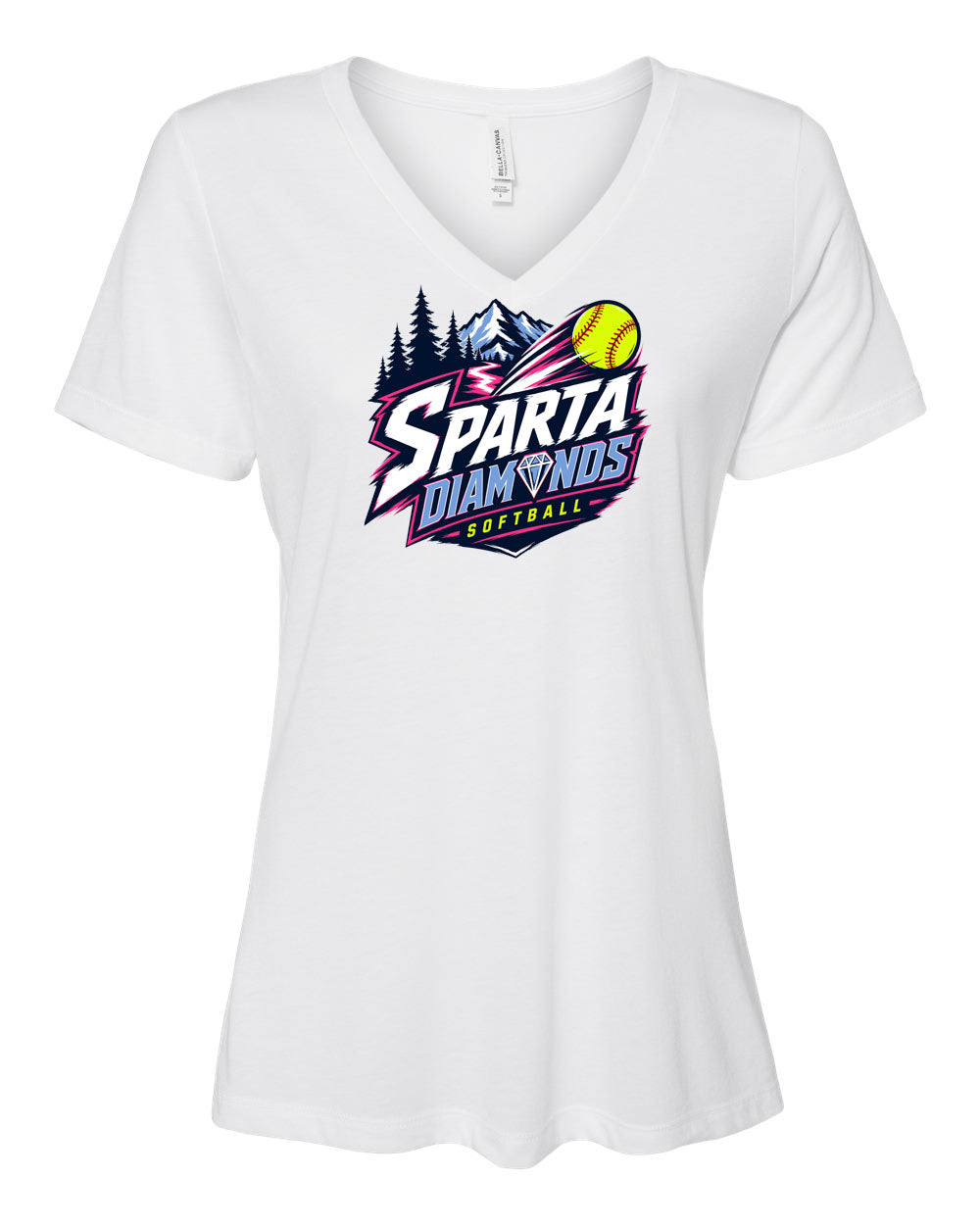 Sparta Diamonds Softball V-neck T-Shirt Design 1