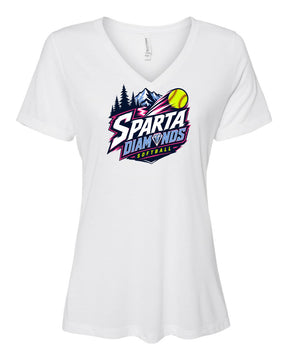Sparta Diamonds Softball V-neck T-Shirt Design 1
