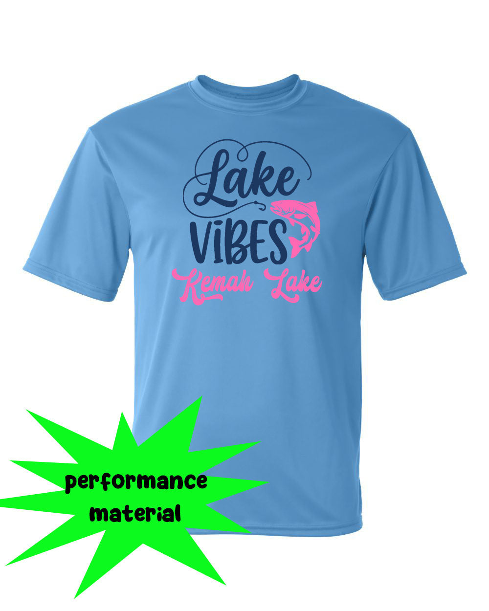 Kemah Lake Performance Material T-Shirt Design 3