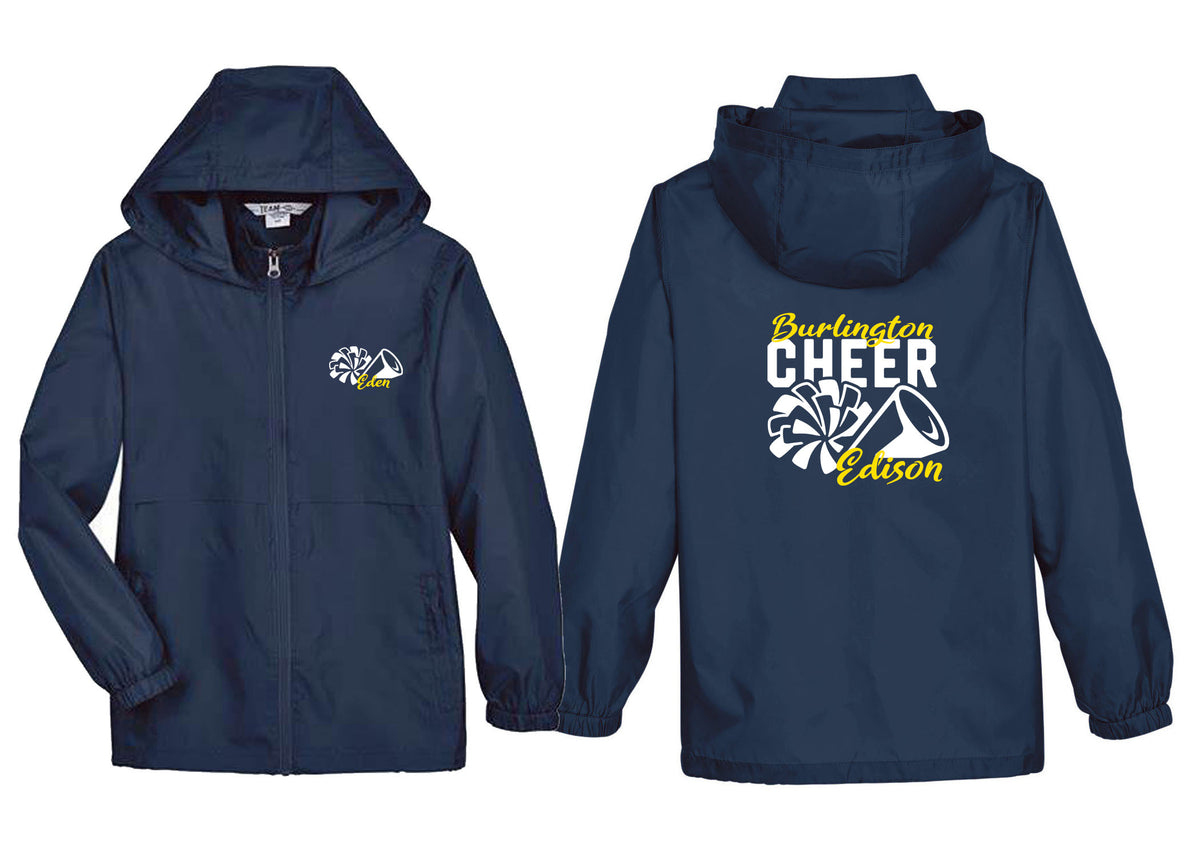 Burlington Edison Youth Cheer design 3 Zip up lightweight rain jacket