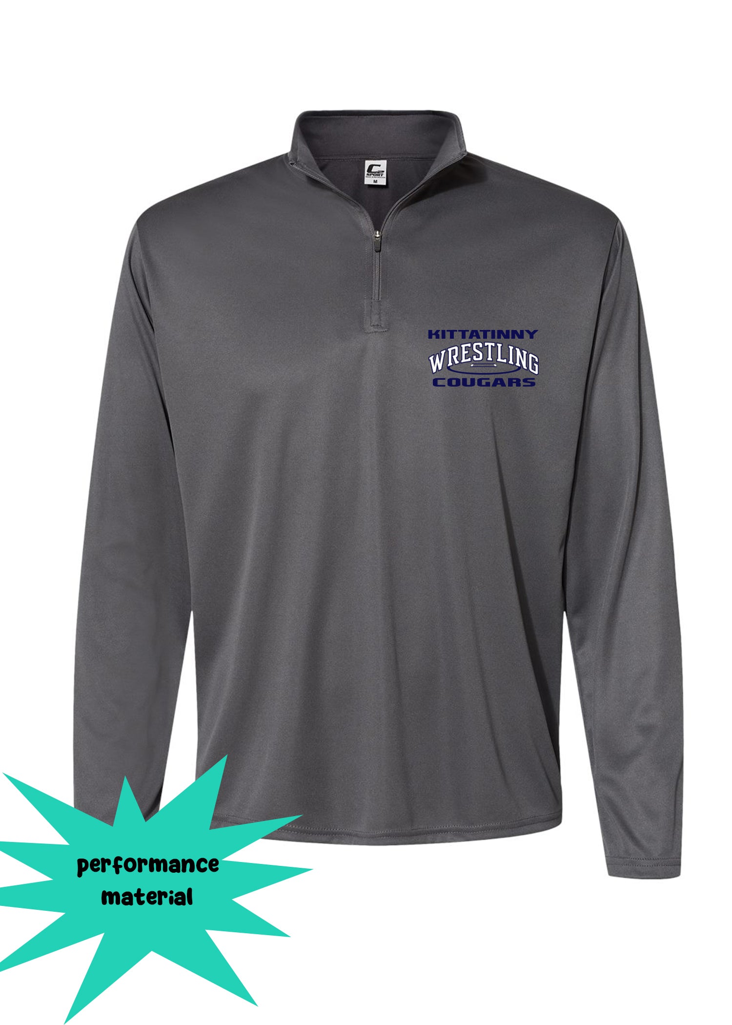 Kittatinny Wrestling Quarter Zip Long Sleeve Shirt Design 3