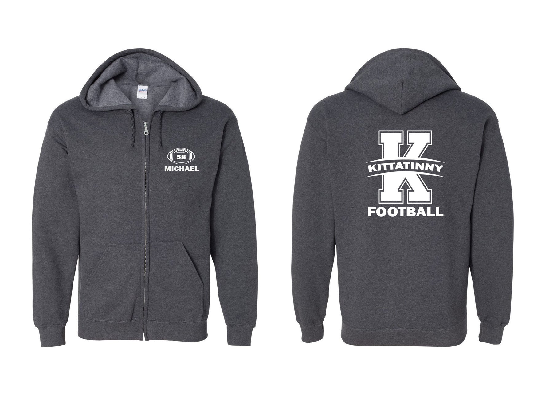 Kittatinny Football Design 12 Zip up Sweatshirt