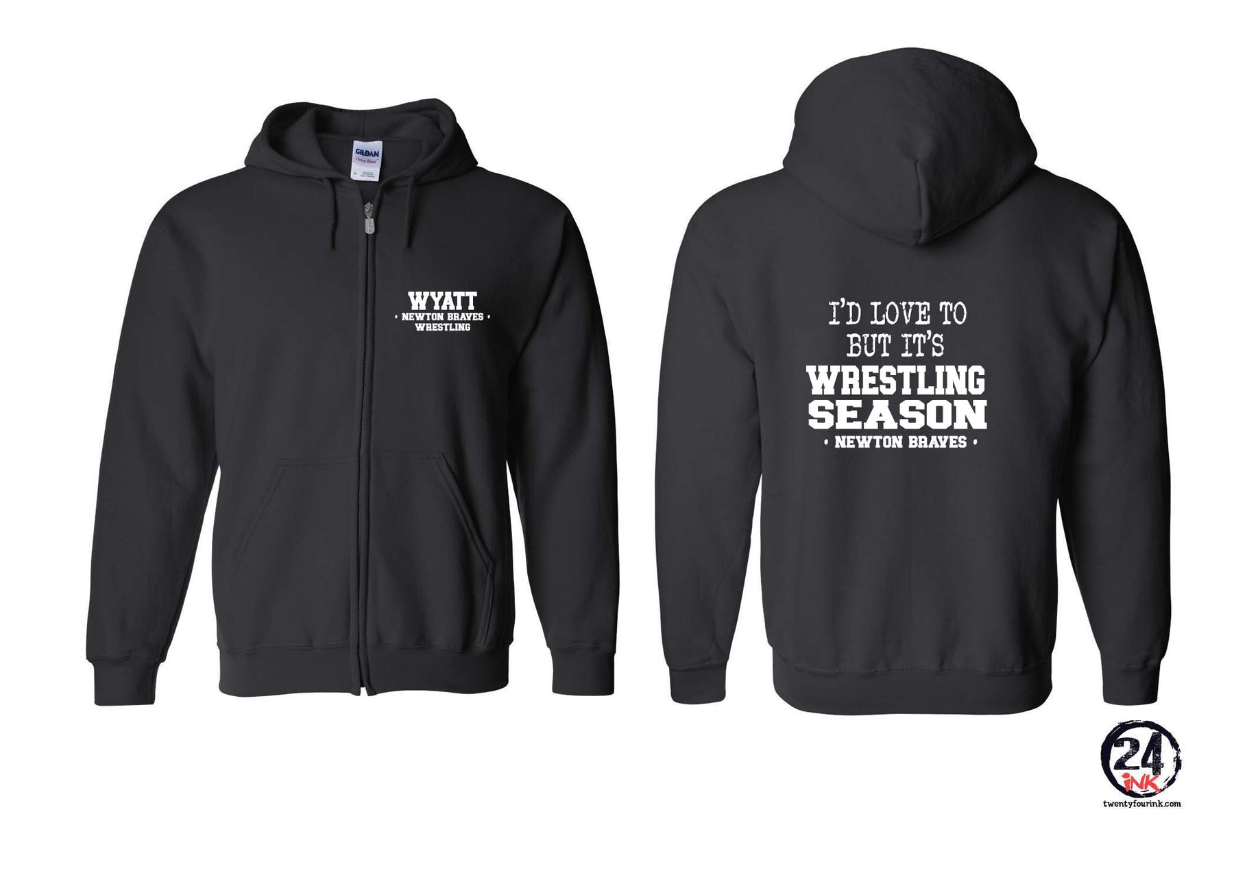 Newton Wrestling design 10 Zip up Sweatshirt