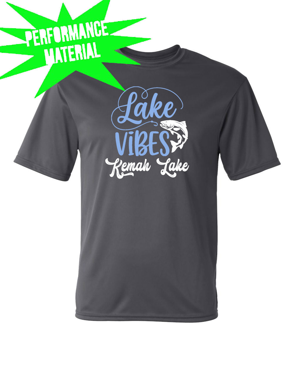 Kemah Lake Performance Material T-Shirt Design 3