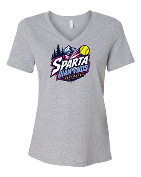 Sparta Diamonds Softball V-neck T-Shirt Design 1