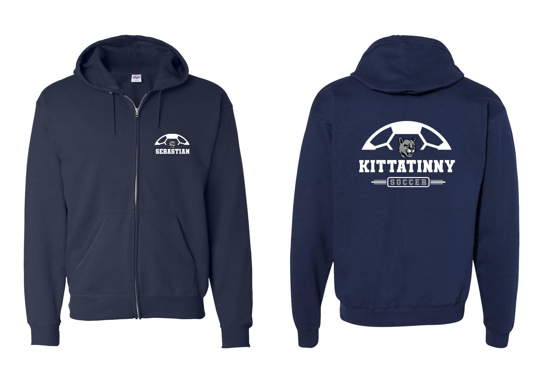 Kittatinny Soccer design 2 Zip up Sweatshirt