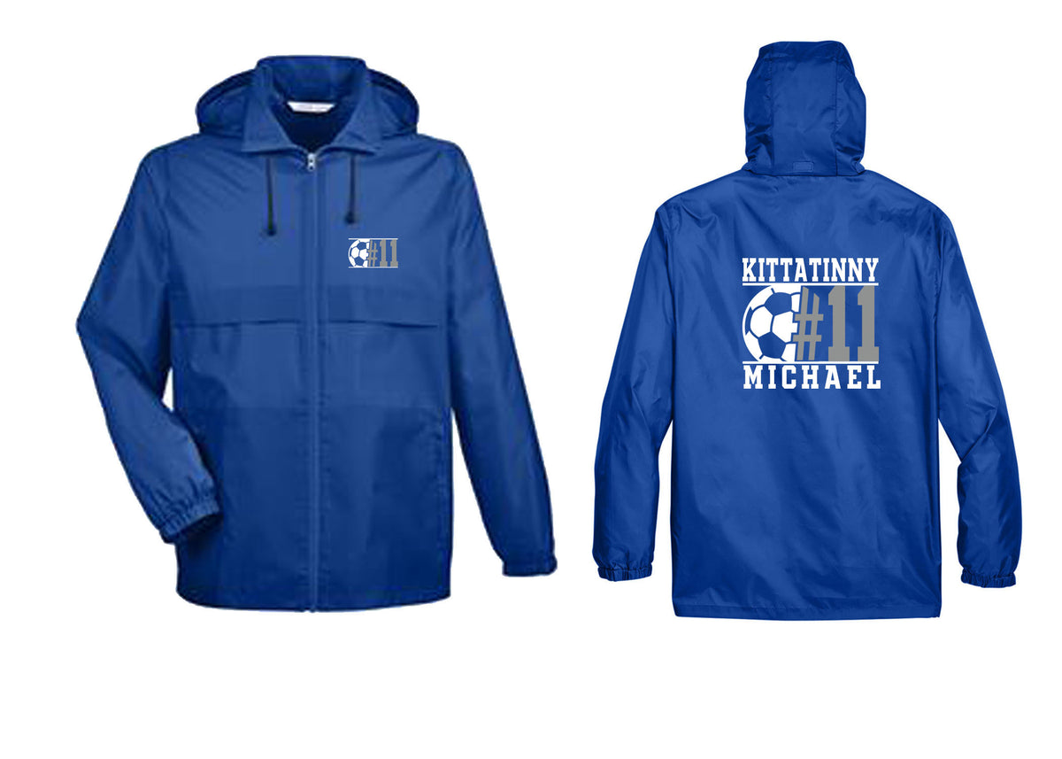 Kittatinny Soccer design 5 Zip up lightweight rain jacket