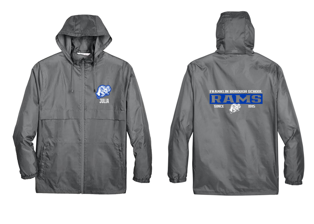 Franklin School design 2 Zip up lightweight rain jacket
