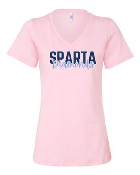 Sparta Diamonds Softball V-neck T-Shirt Design 3