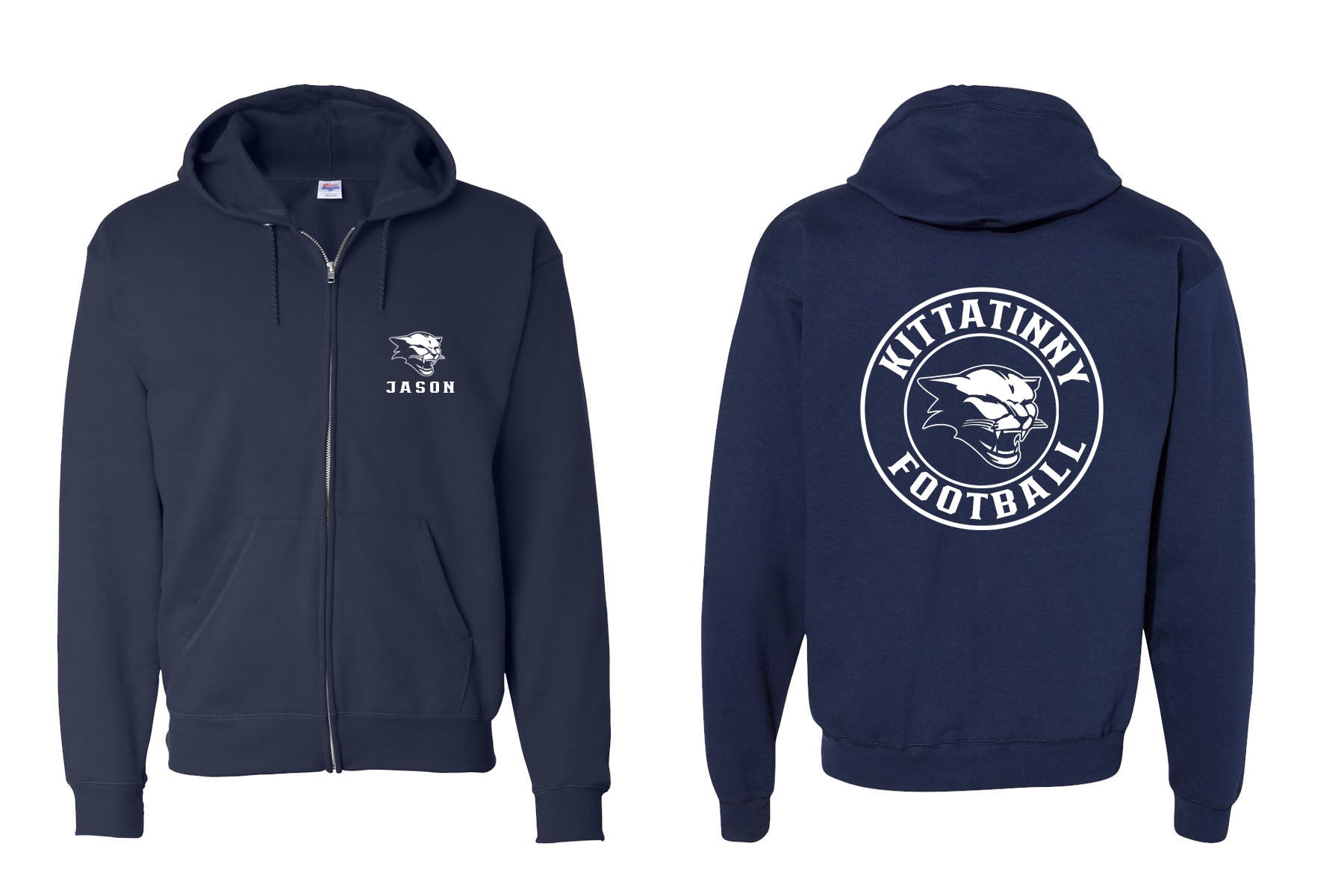 Kittatinny Football Design 5 Zip up Sweatshirt
