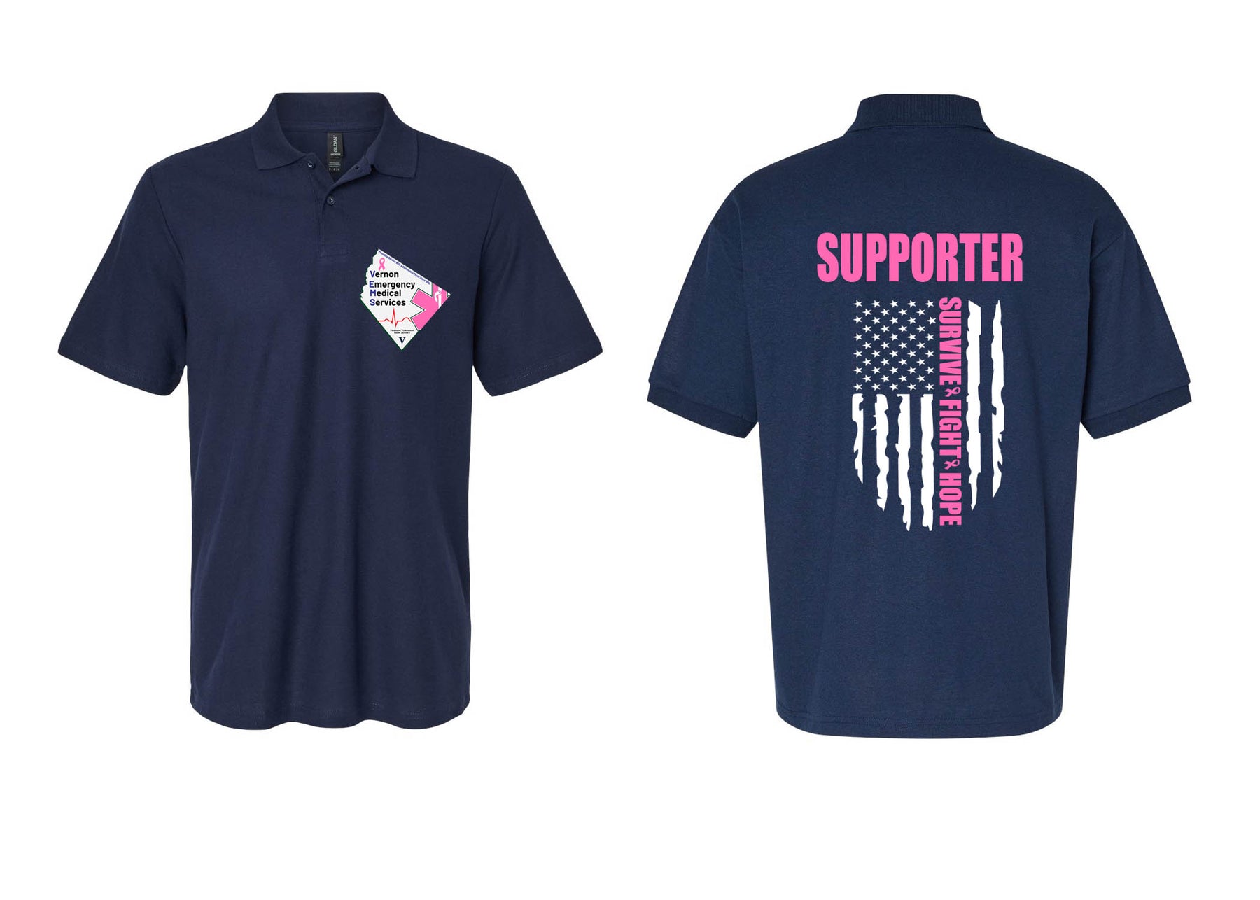 Vernon EMS Breast Cancer Awareness Polo T-Shirt