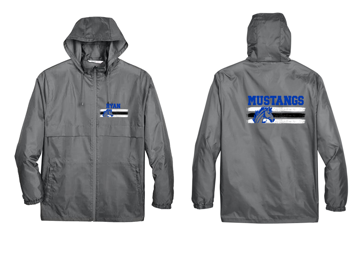 Mustangs design 12 Zip up lightweight rain jacket