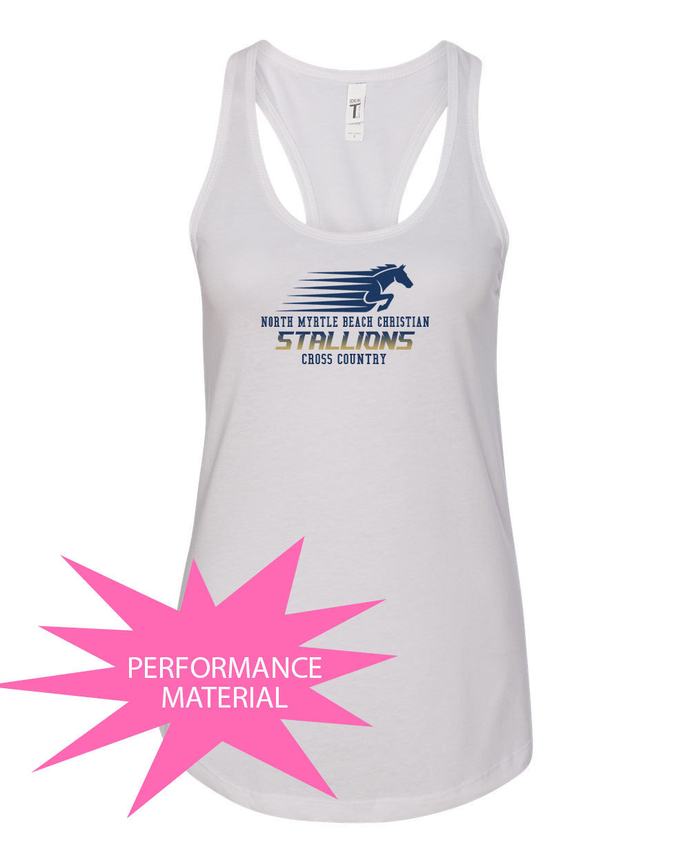 NMB Christian Cross Country Performance Racerback Tank Top Design 1