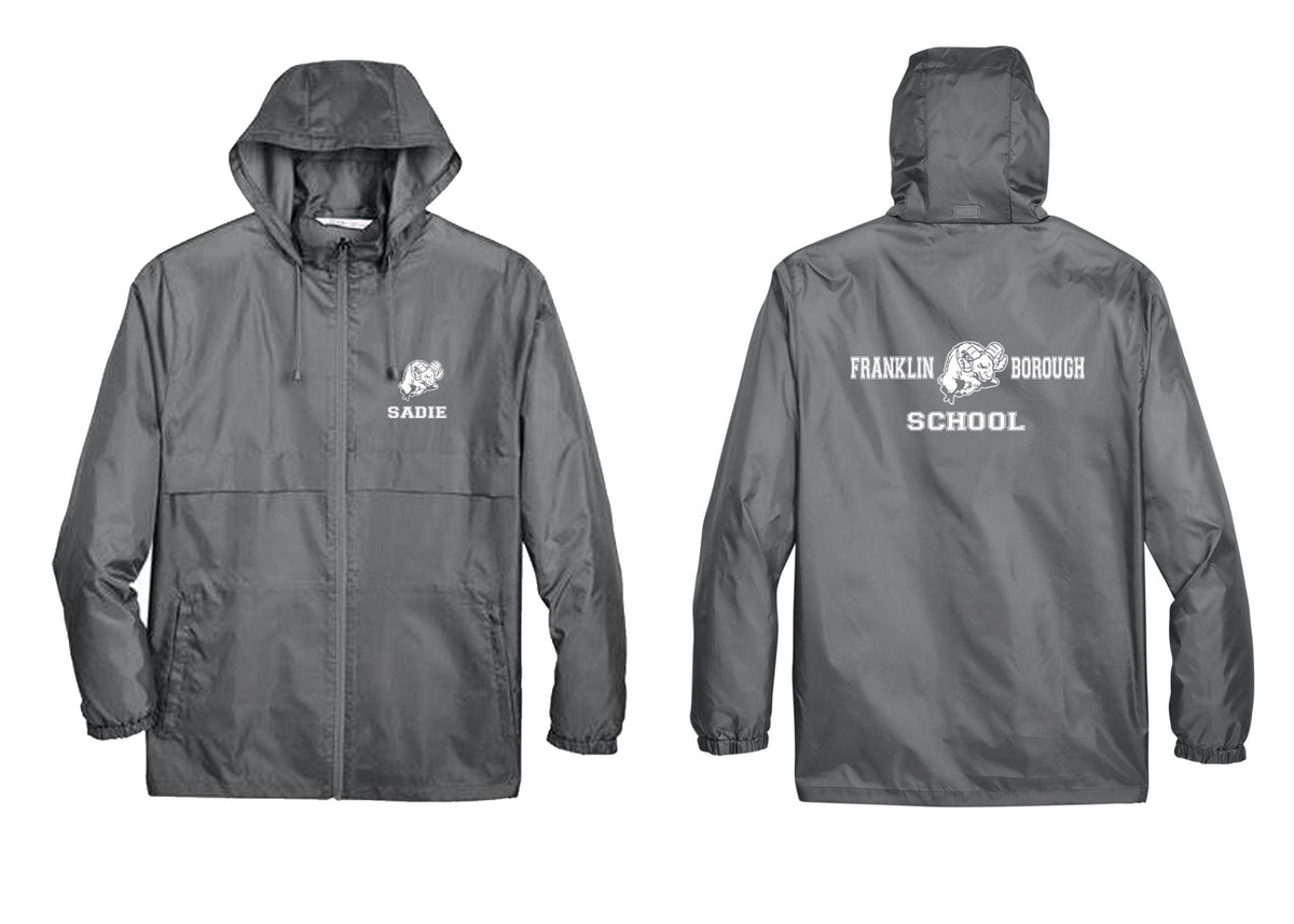 Franklin School design 3 Zip up lightweight rain jacket
