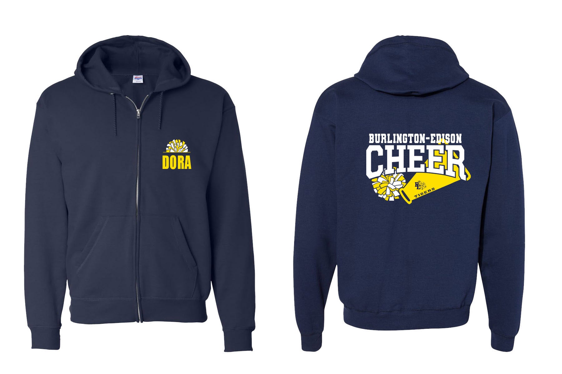 Burlington Edison Cheer design 2 Zip up Sweatshirt