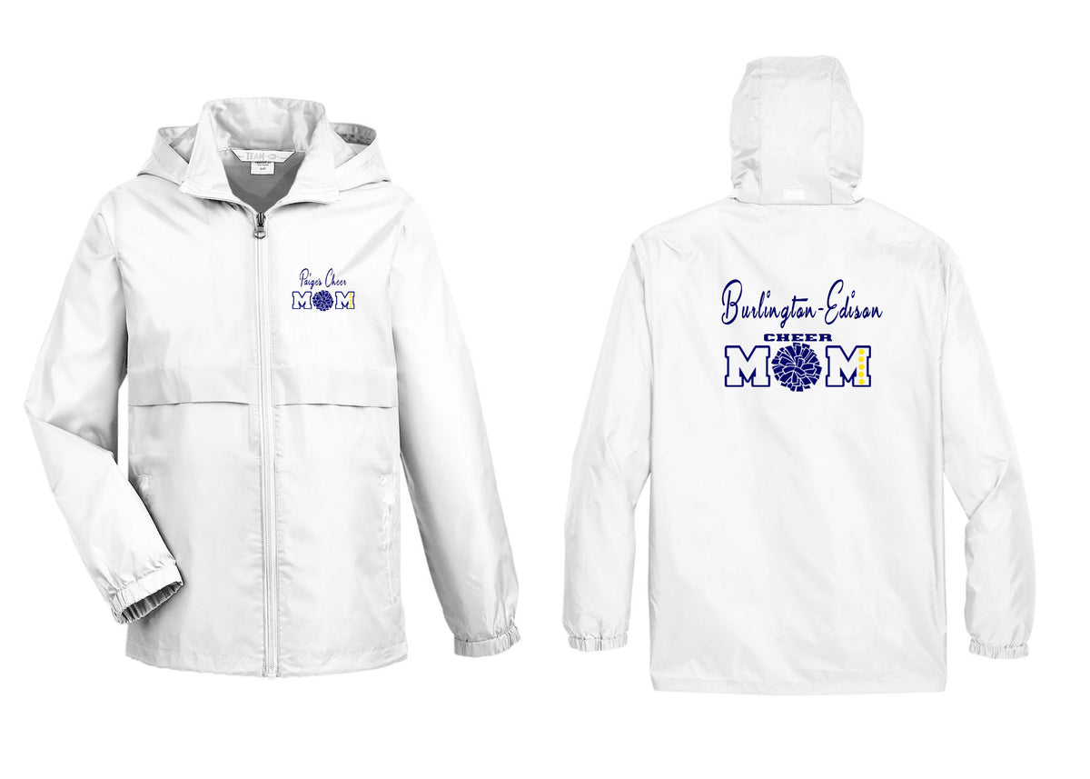 Burlington Edison Youth Cheer design 5 Zip up lightweight rain jacket