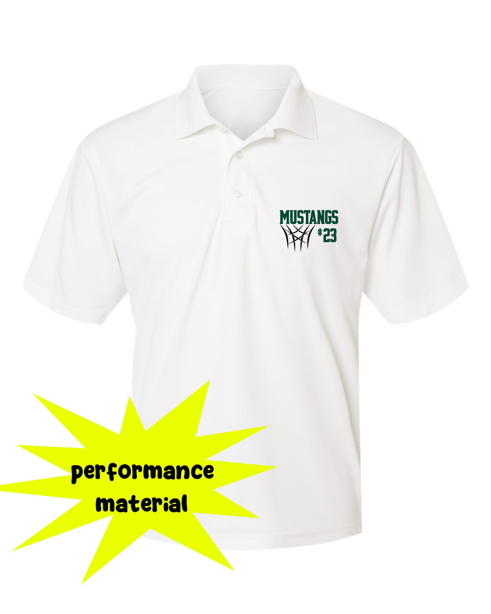 Mustangs Basketball Performance Material Polo T-Shirt Design 8
