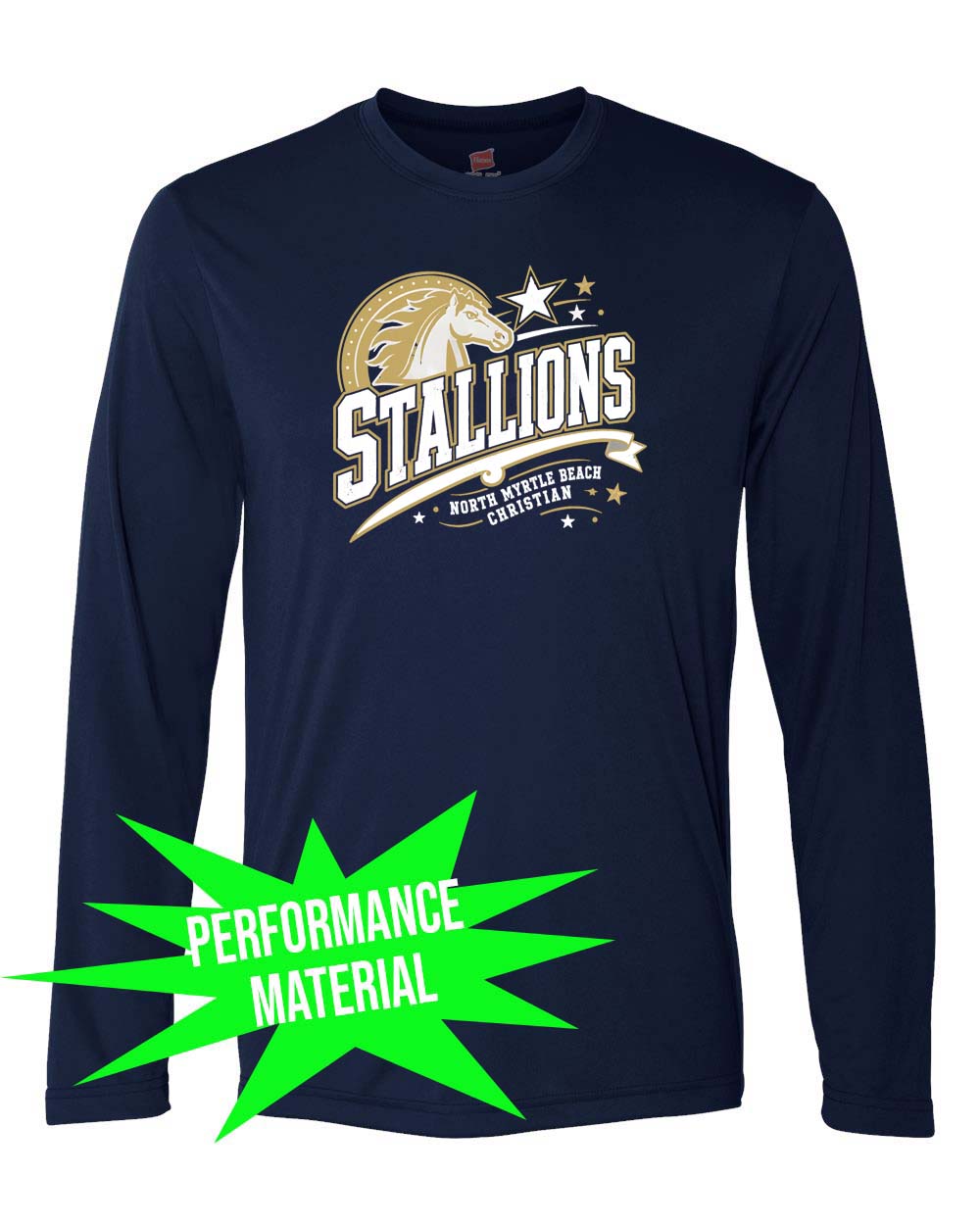 NMB Christian School Spiritwear Performance Material Long Sleeve Shirt Design 2