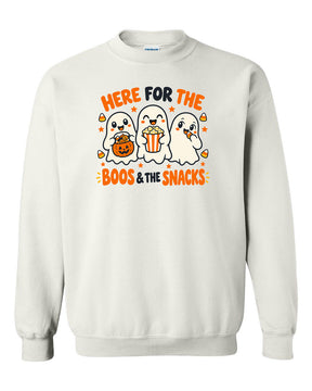 Here for the boos and snacks non hooded sweatshirt