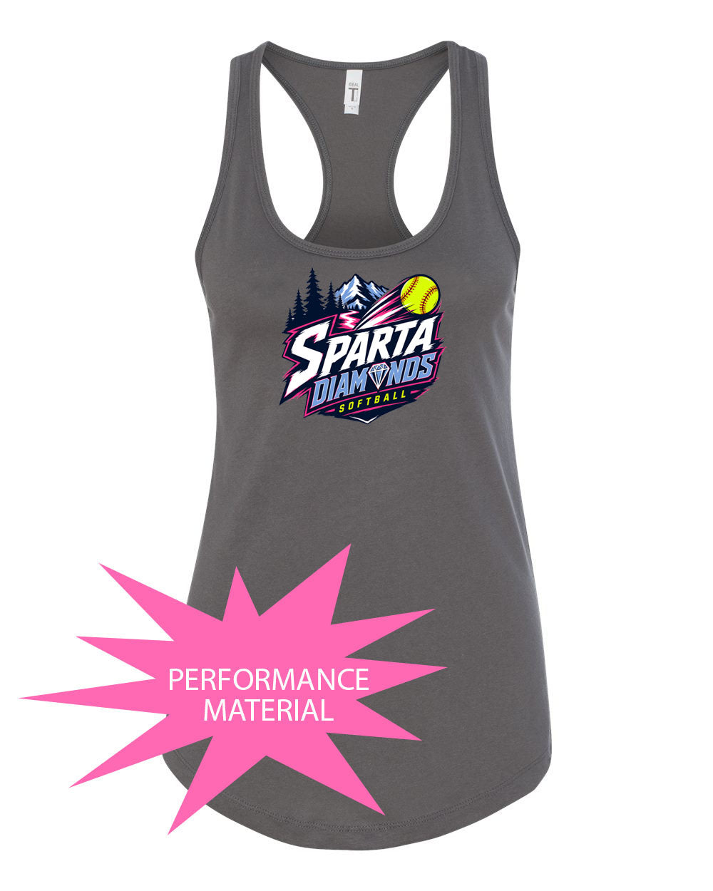 Sparta Diamonds Performance Racerback Tank Top Design 1