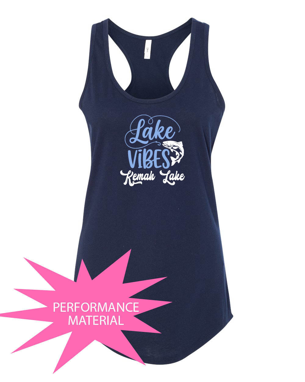Kemah Lake Performance Racerback Tank Top Design 3