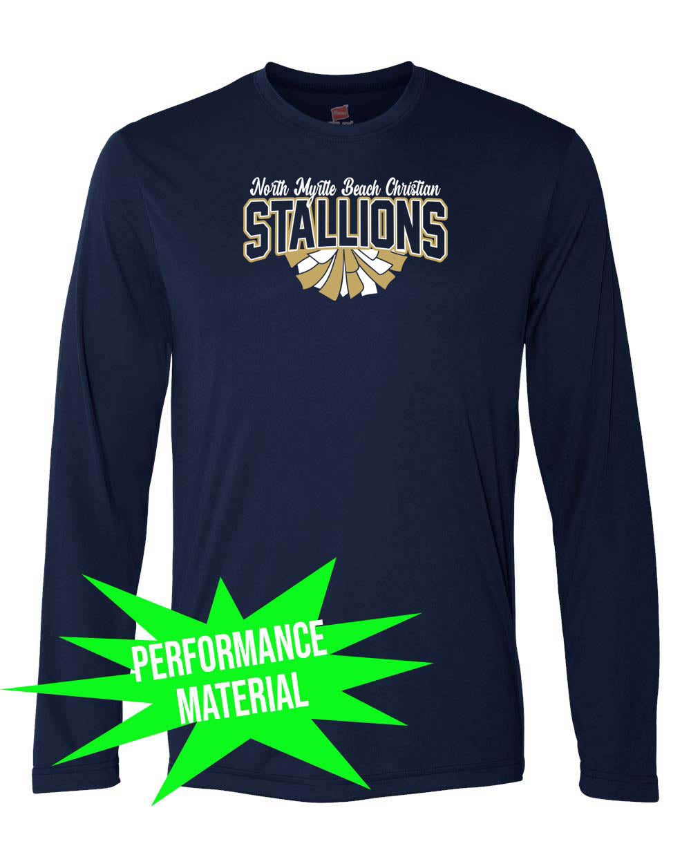 NMB Christian School Cheer Performance Material Long Sleeve Shirt Design 1
