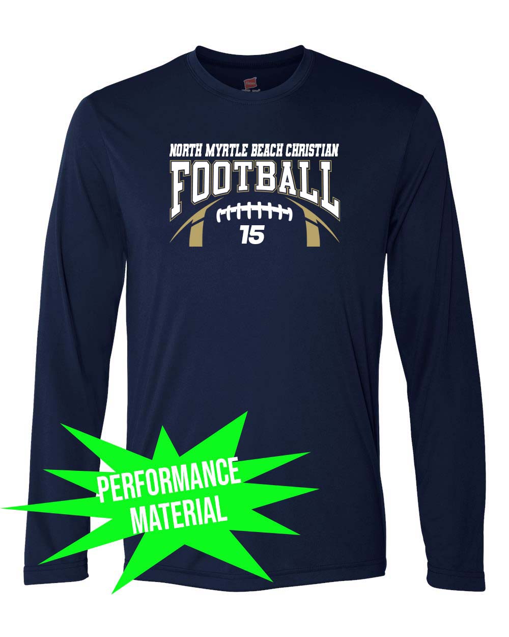 NMB Christian School Football Performance Material Long Sleeve Shirt Design 2