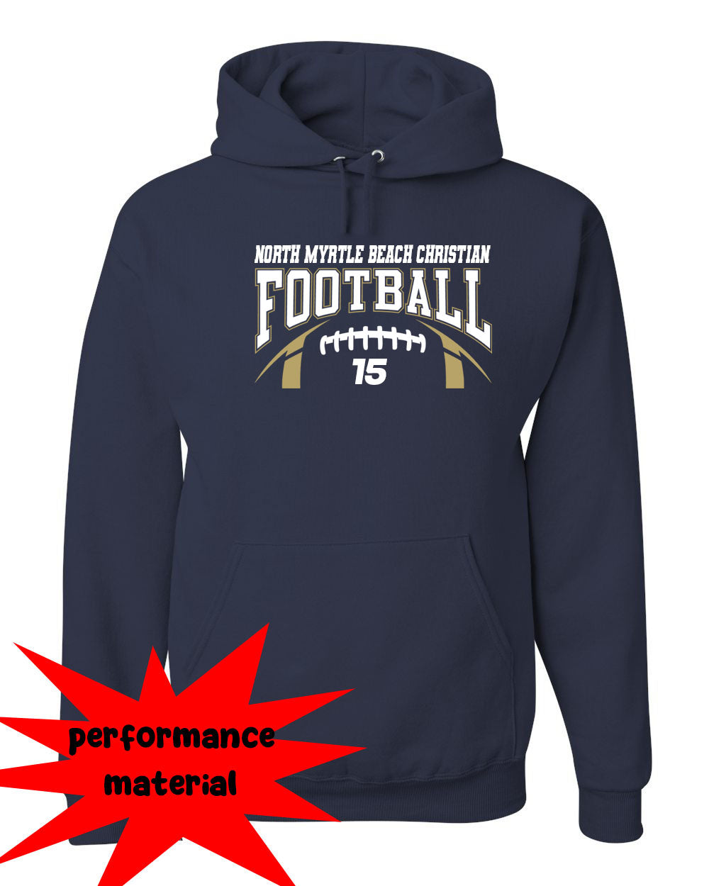 NMB Christian School Football Performance Hooded Sweatshirt Design 2