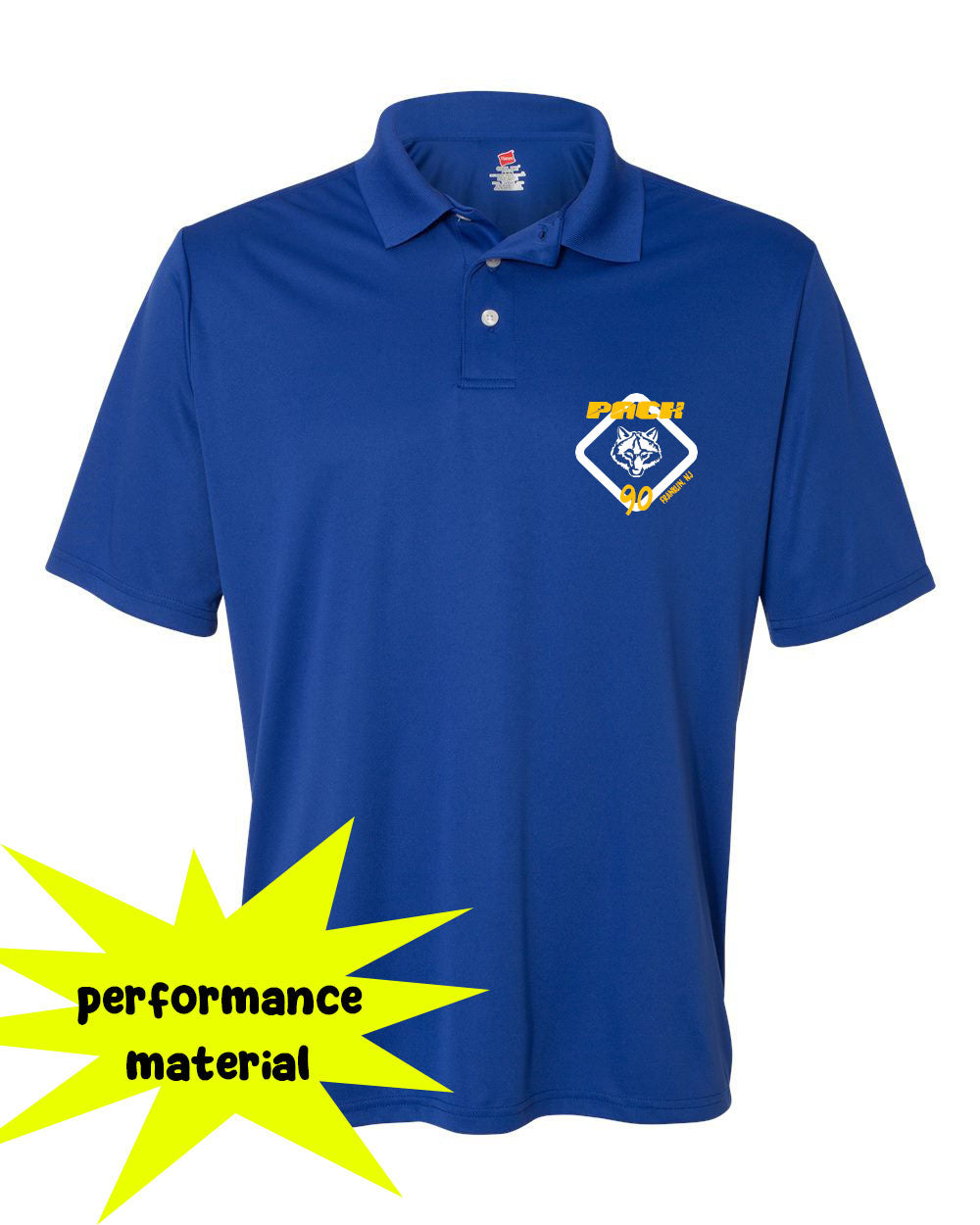 Cub Scout Pack 90 Performance Material Polo T-Shirt Design 2