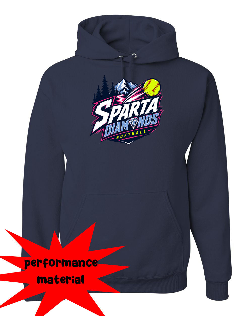 Sparta Diamonds Performance Hooded Sweatshirt Design 1