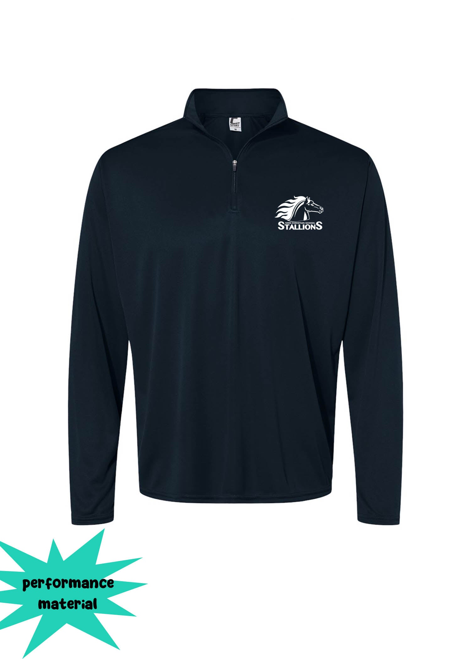NMB Christian School Uniform Performance Material Quarter Zip Shirt Design 2