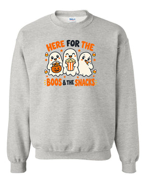 Here for the boos and snacks non hooded sweatshirt