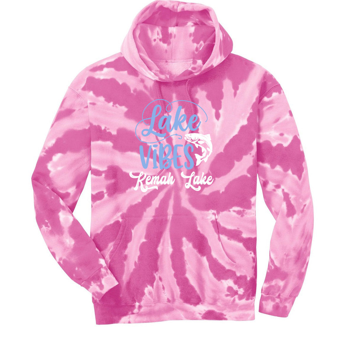 Kemah Lake Tie-Dye Hooded Sweatshirt Design 3