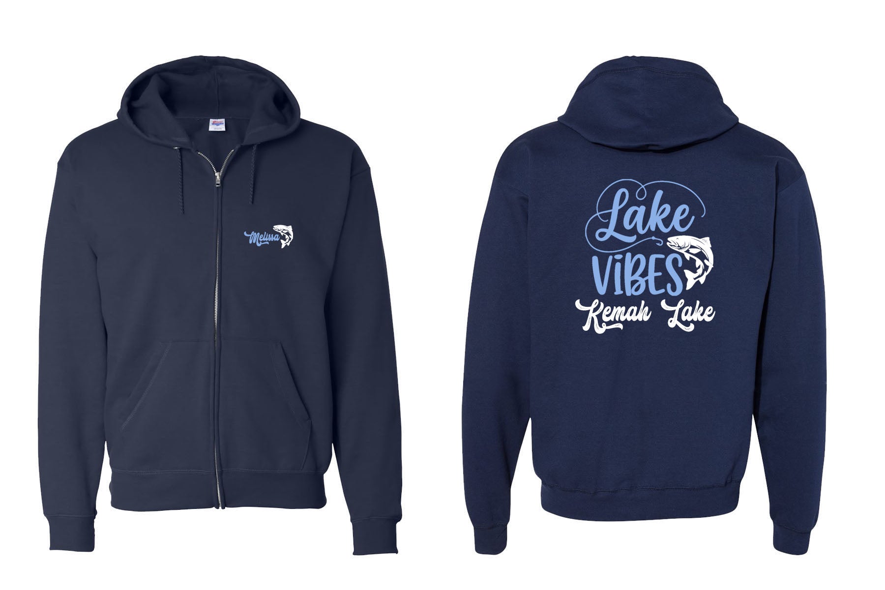 Kemah Lake design 3 Zip up Sweatshirt