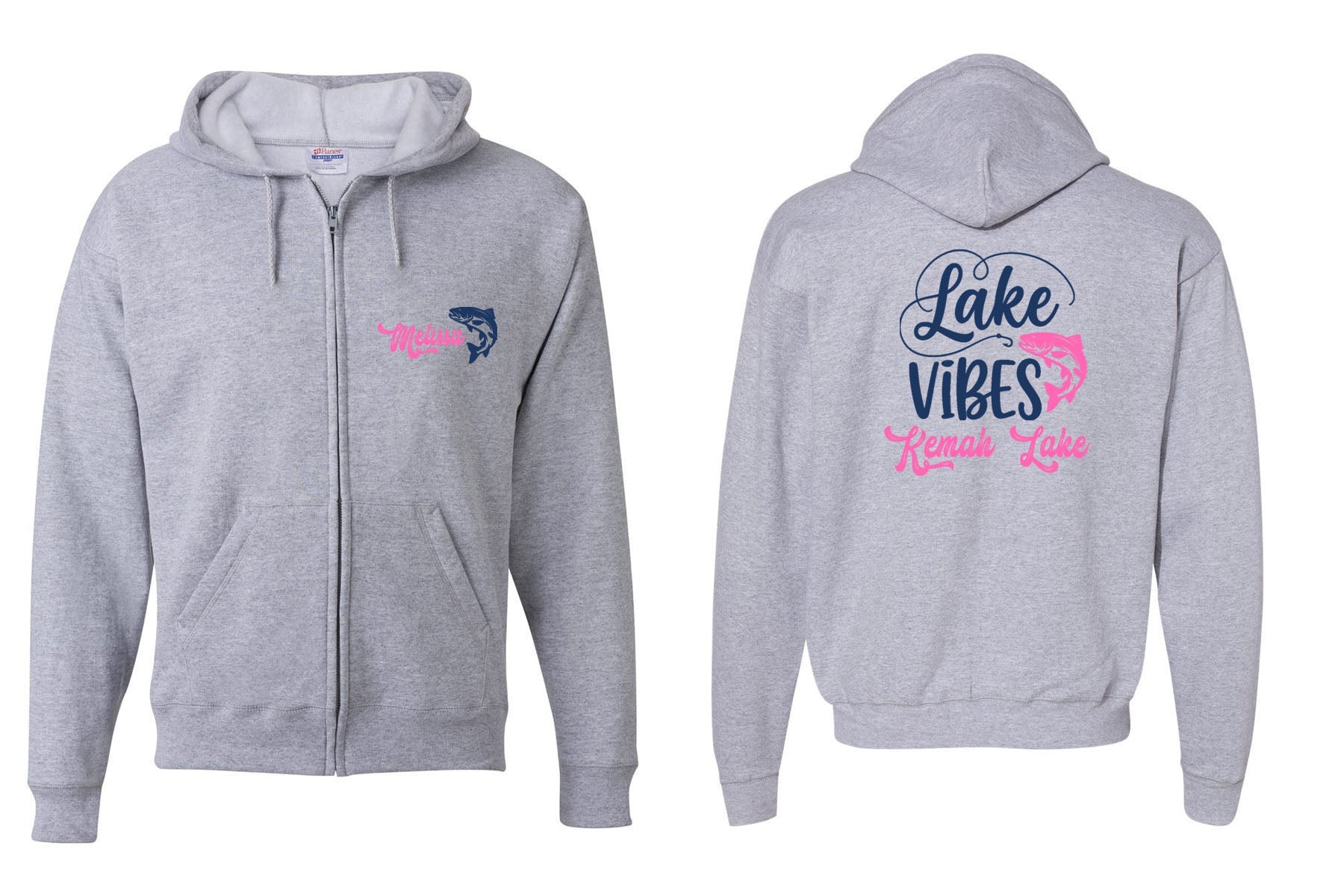 Kemah Lake design 3 Zip up Sweatshirt