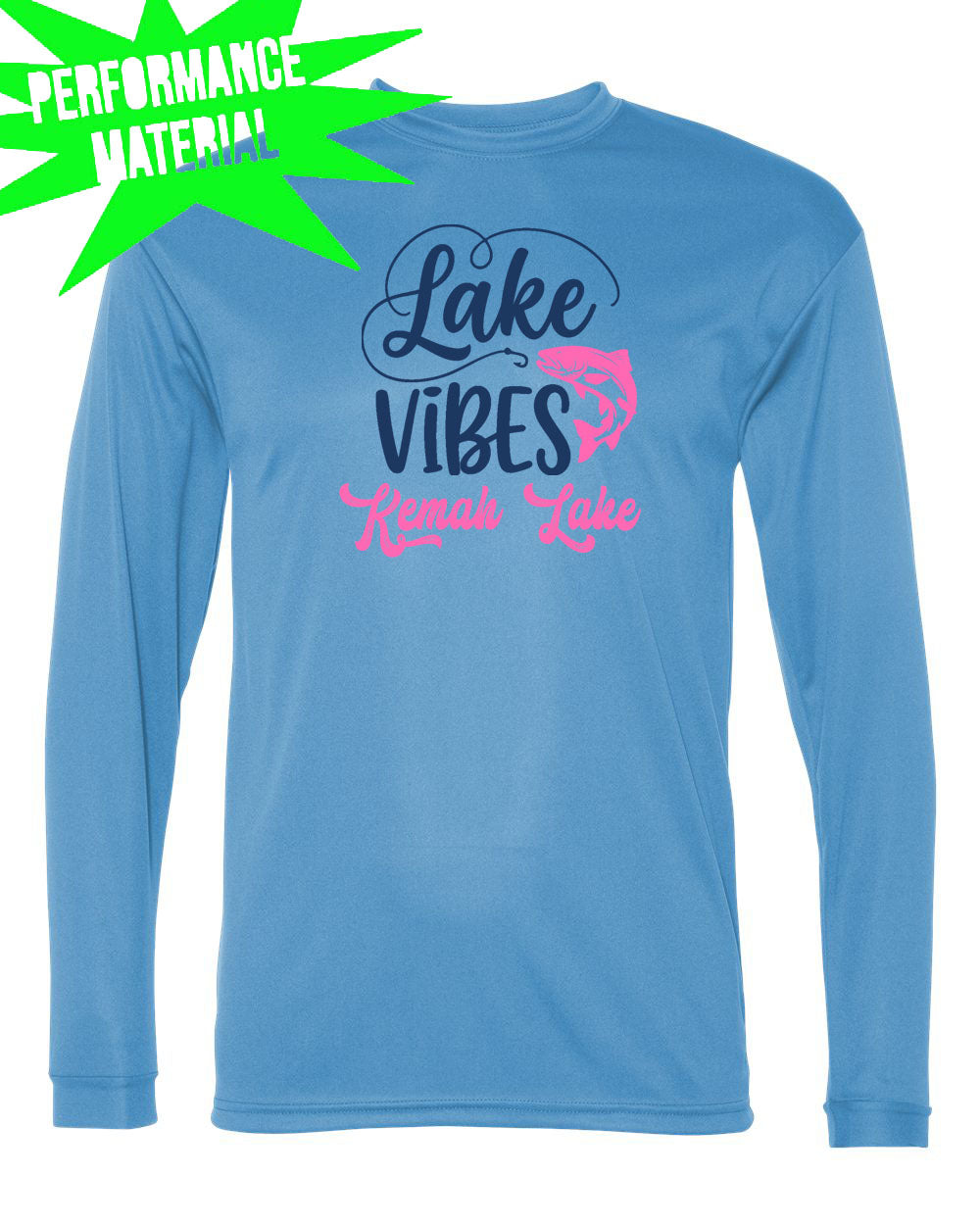Kemah Lake Performance Material Long Sleeve Shirt Design 3