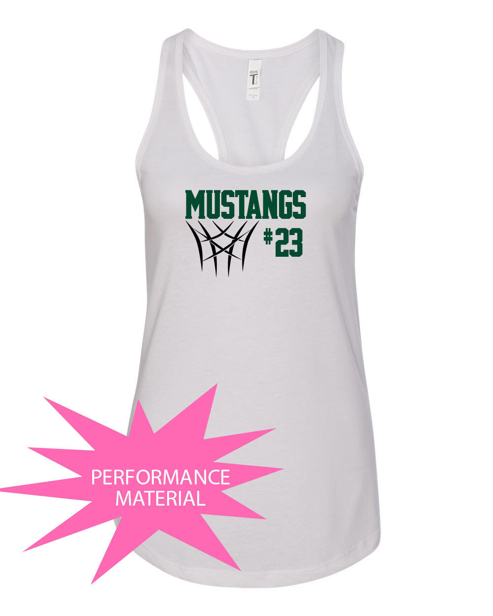 Mustangs Basketball Design 8 Performance Racerback Tank Top